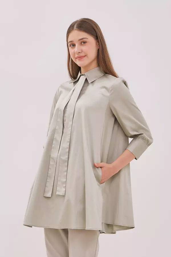 MINIMAL - Lambert - Dress Tunik Kerah Pita - Khaky Colour Khaky