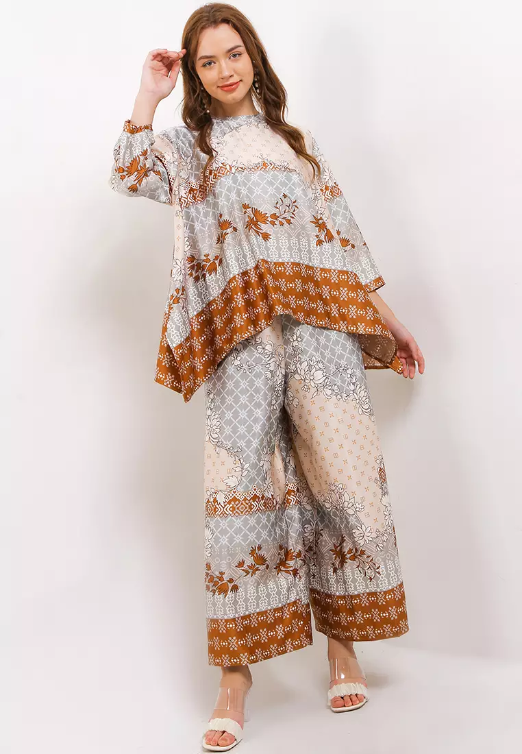 Asym Hem Printed Silk Tunic