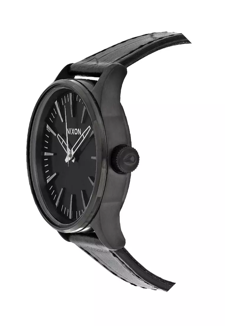 NIXON Sentry SS Black Leather Strap