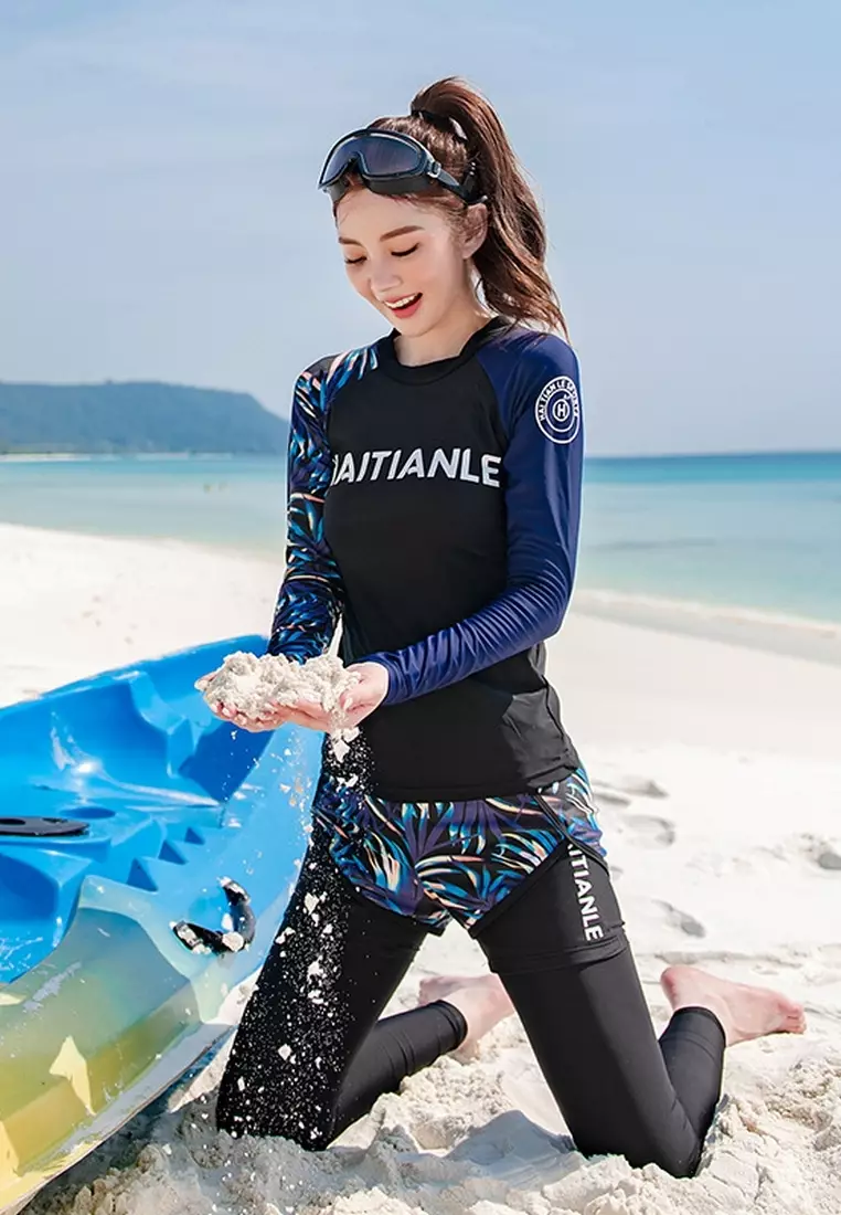 LYCKA LNN5062 Korean Lady Long Sleeve Rush Guard Swimwear Black 2024, Buy  LYCKA Online