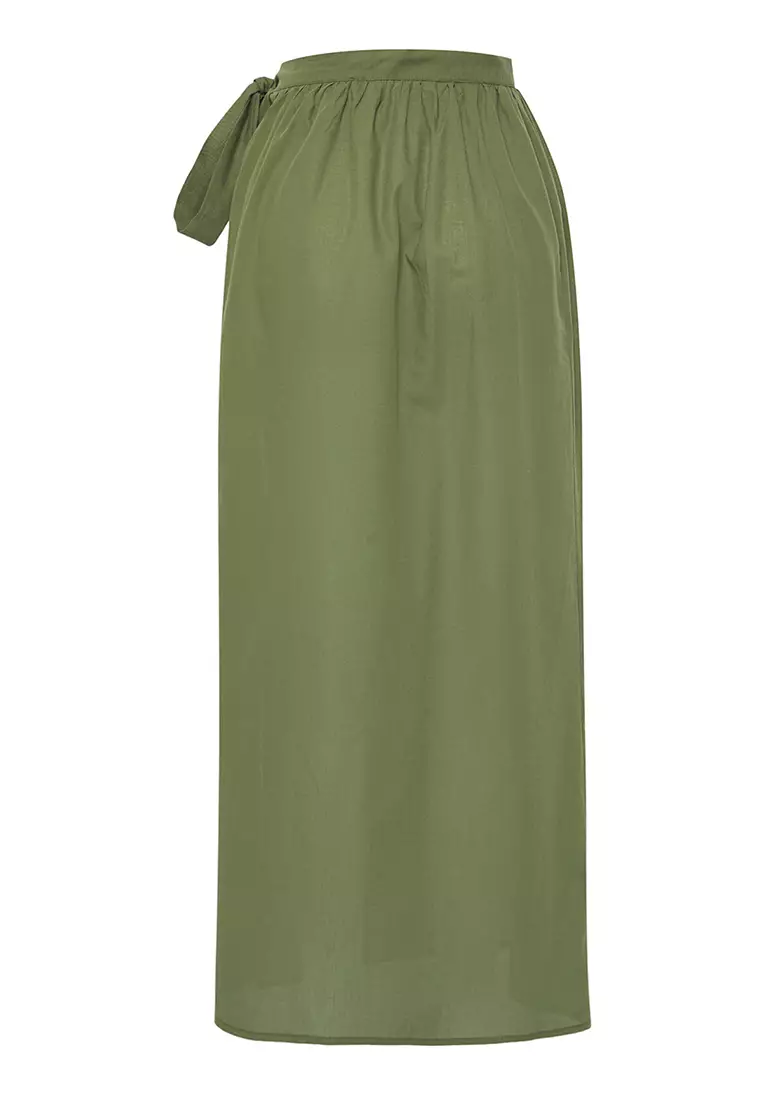Khaki Maxi Woven 100% Cotton Beach Pareo Tbess25Pr00012