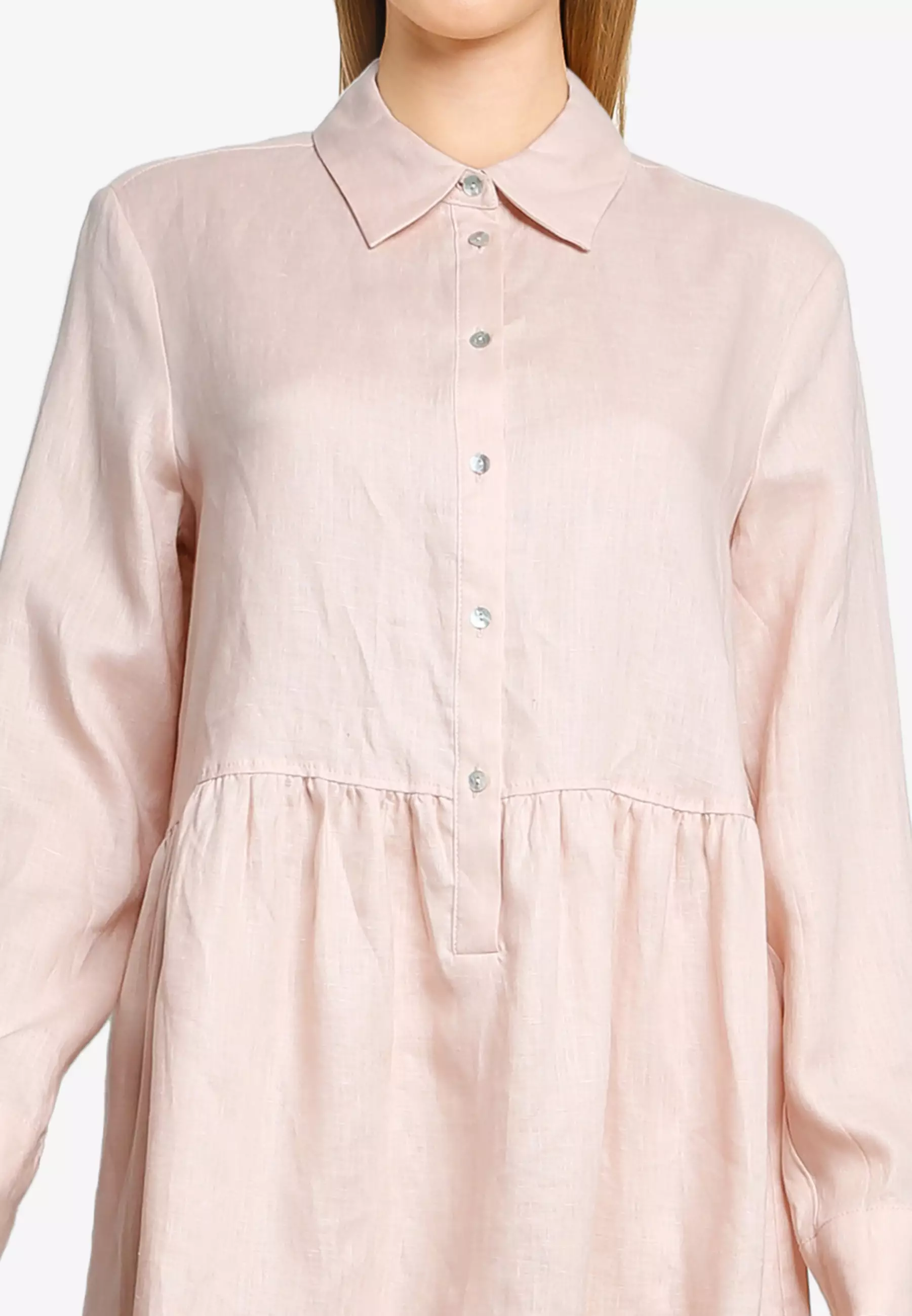 Linen-Blend Shirt Dress