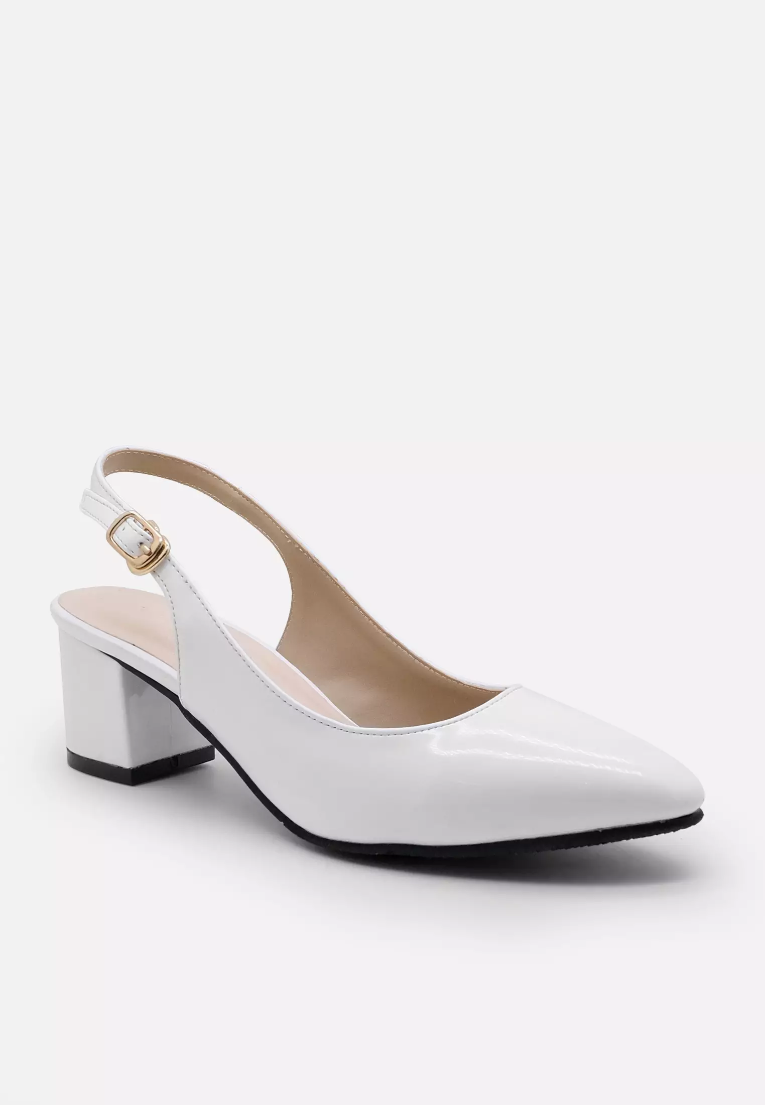 Sophia Sepatu Slingback Wanita Block Heels Pointed Toe