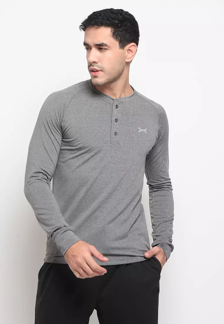 FLEXZONE Long Sleeves Henley Dark Grey