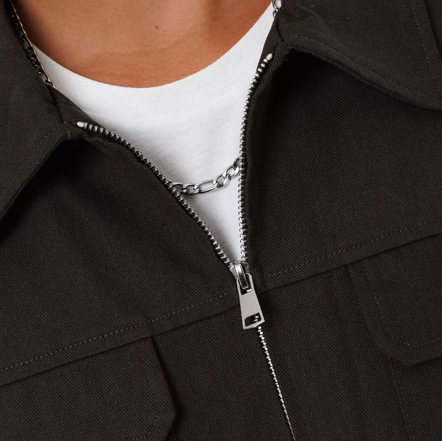 CELCIUS Relaxed Fit Zip Up Jacket Overshirt I31000412C Dark Green