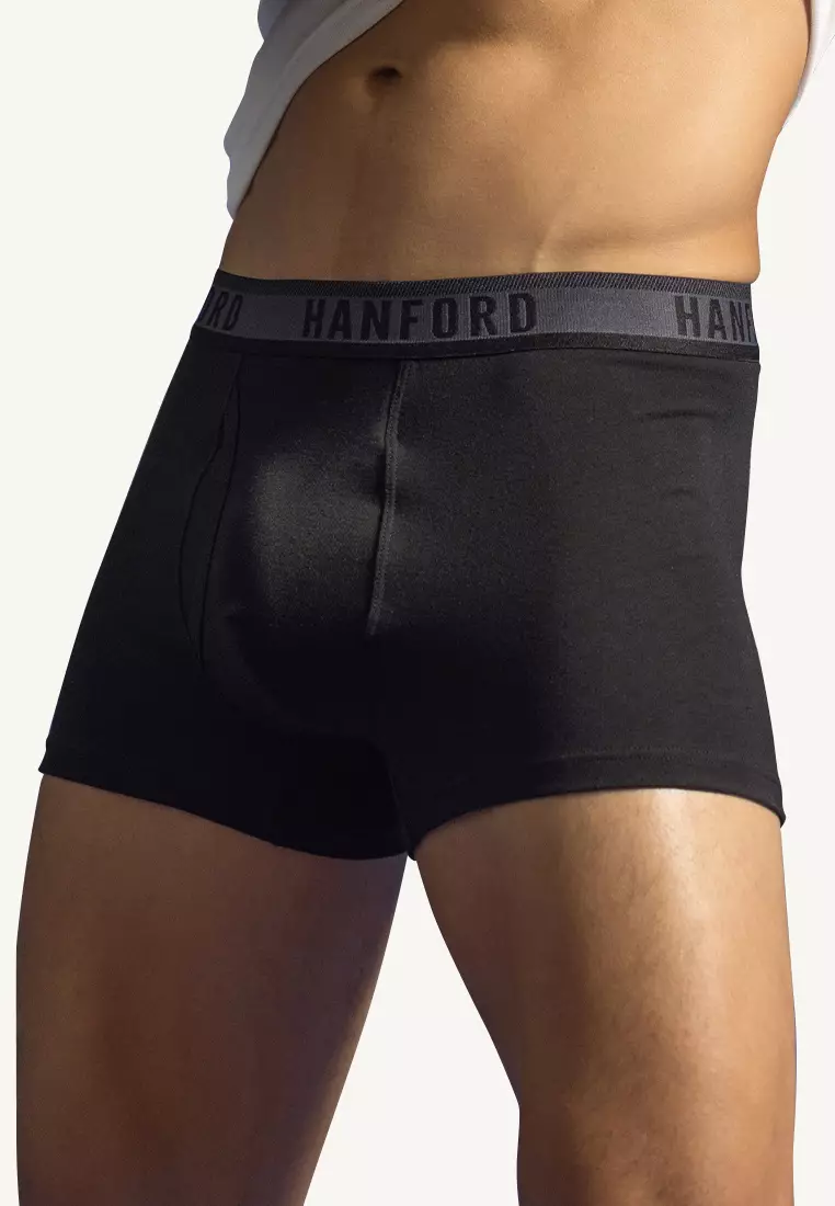 Cotton with Spandex Men's Boxer Briefs with Fly Opening Doson -Black (SinglePack) S-4X Big Plus Size
