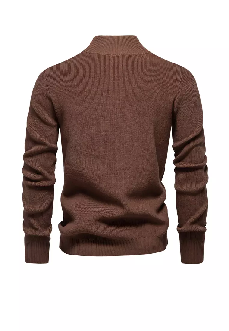 Henley Neck Knit Sweater AX-SW833