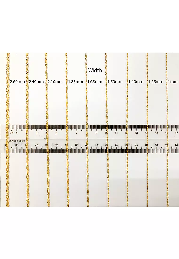 375/9K Gold Wave Necklace R001 (1.85MM, 52CM)