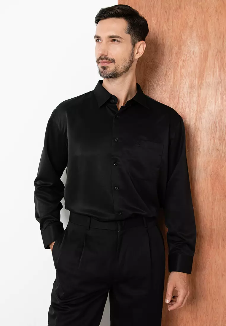 Black long sleeve business shirt outlet