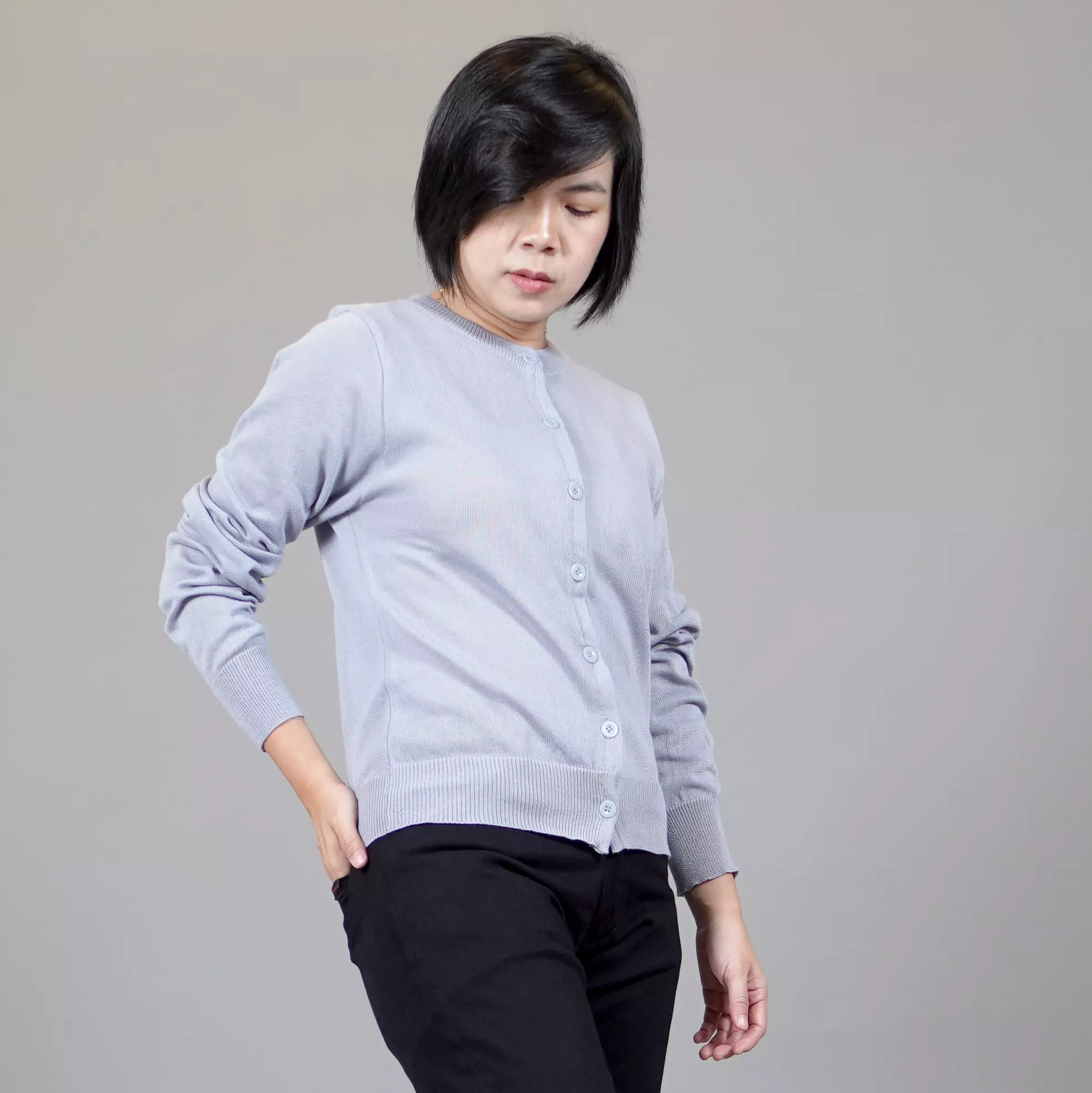  SANDRA Kardigan Rajut Wanita Gaya Korea Knit Cardigan - ABU MUDA