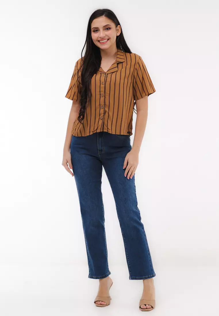 Woven Printed Rayon Short Sleeves Blouse