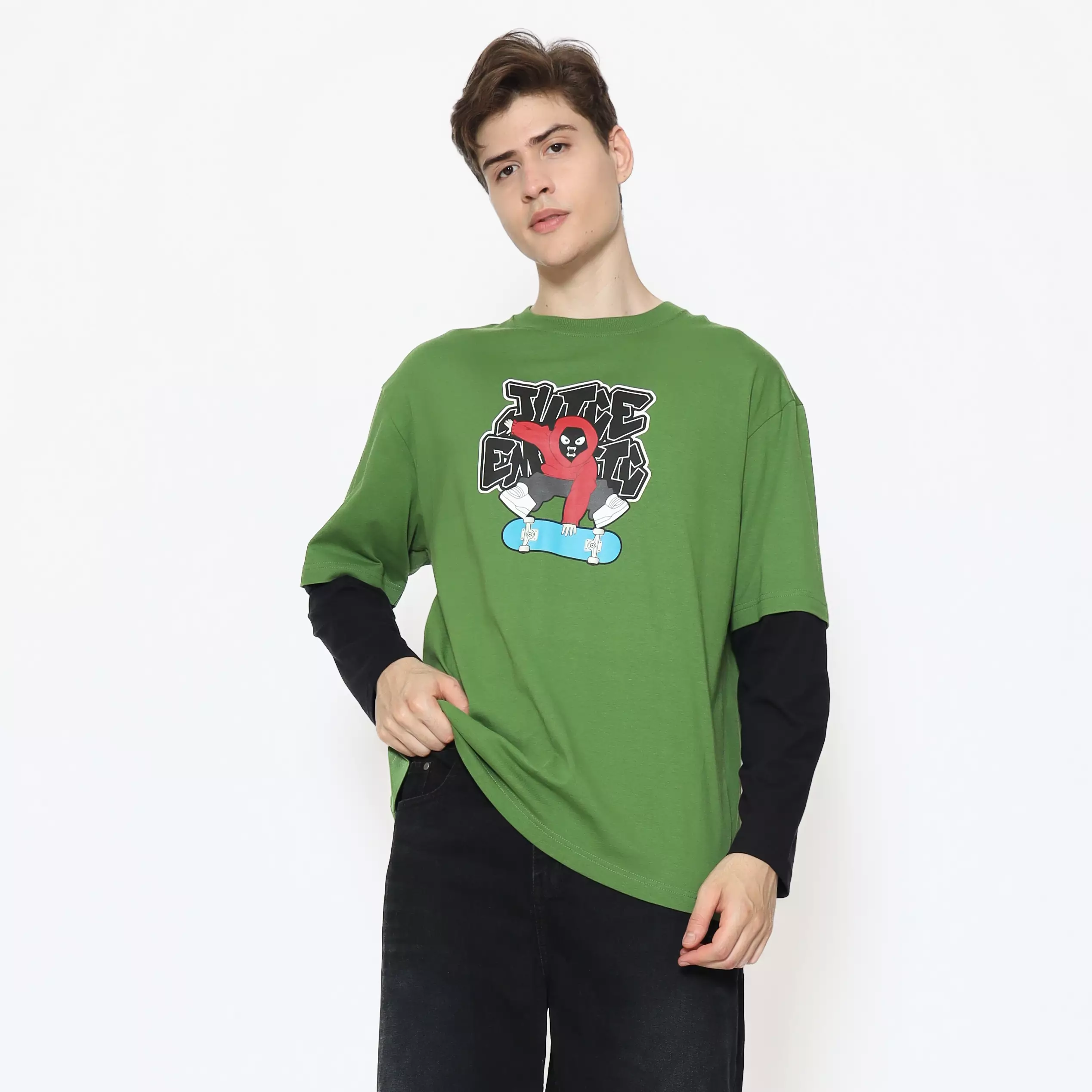 Juice Ematic Kaos Lengan Panjang Pria Vize Oversize Men Long Tee Planet Surf