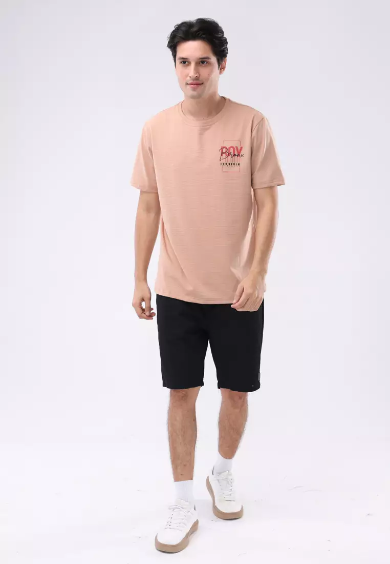 Round Neck Streaky Short Sleeves