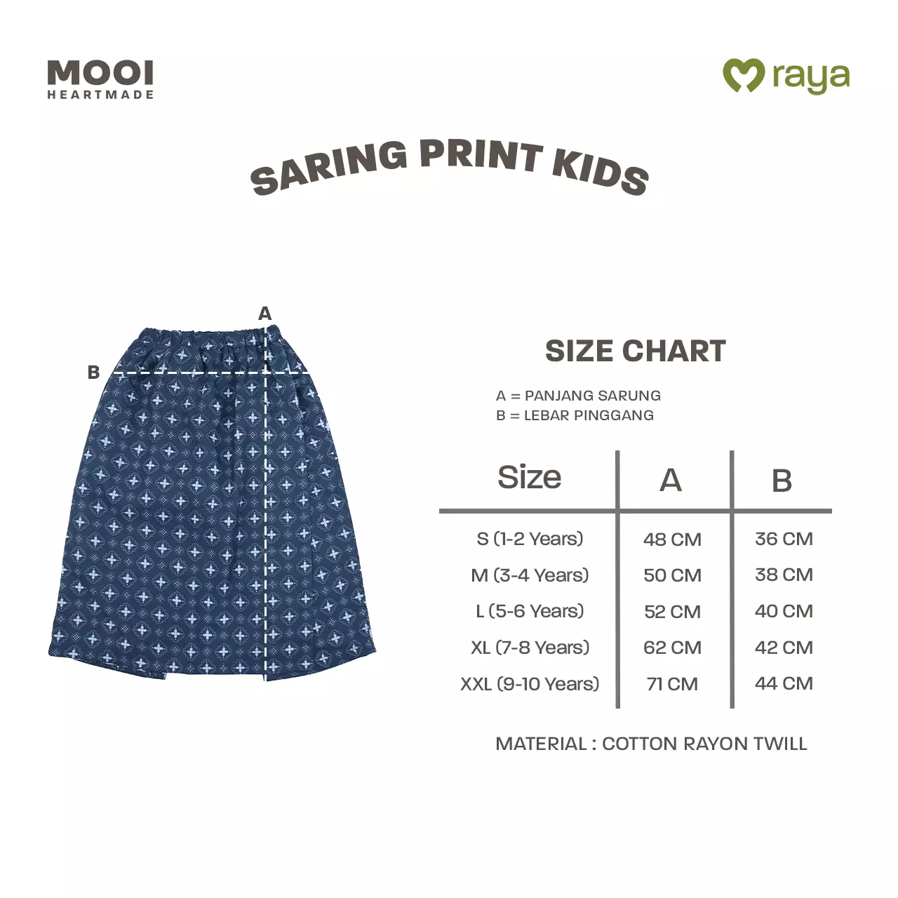 Mooi Sarung Print Sarung Anak Laki - Laki Raya Collection - Sky Blue