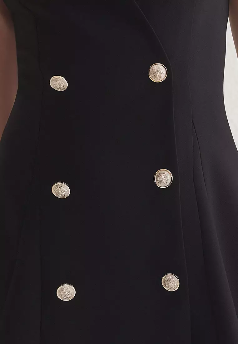 Black Buttoned Mini Woven Jacket Dress TWOSS25EL00117