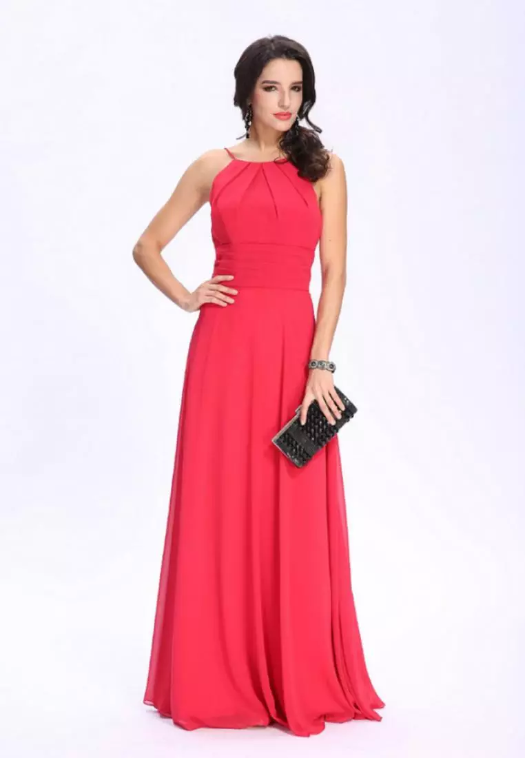 優雅的風格雪紡晚禮服