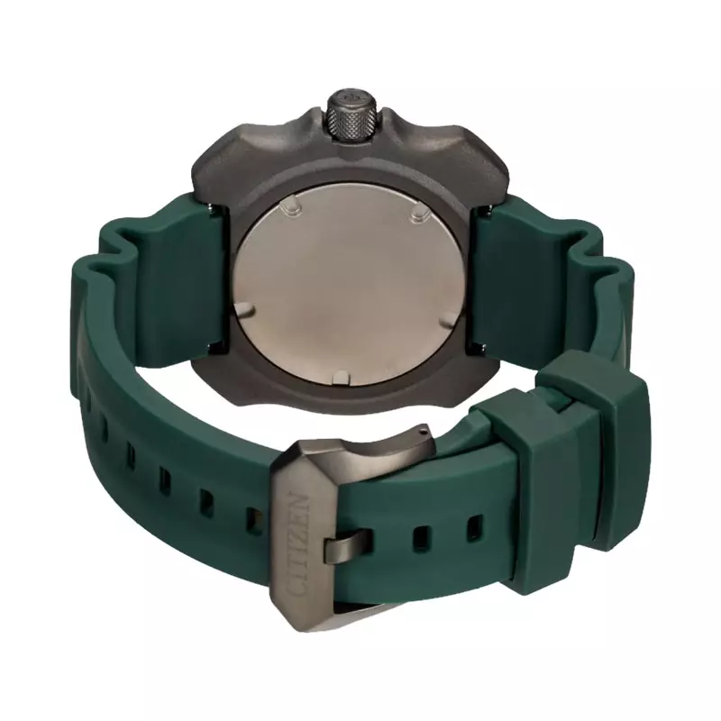 Jam Tangan Pria Citizen Promaster BN0228-06W Whale Shark Super Titanium Green Camo Dial Green Polyurethane Strap