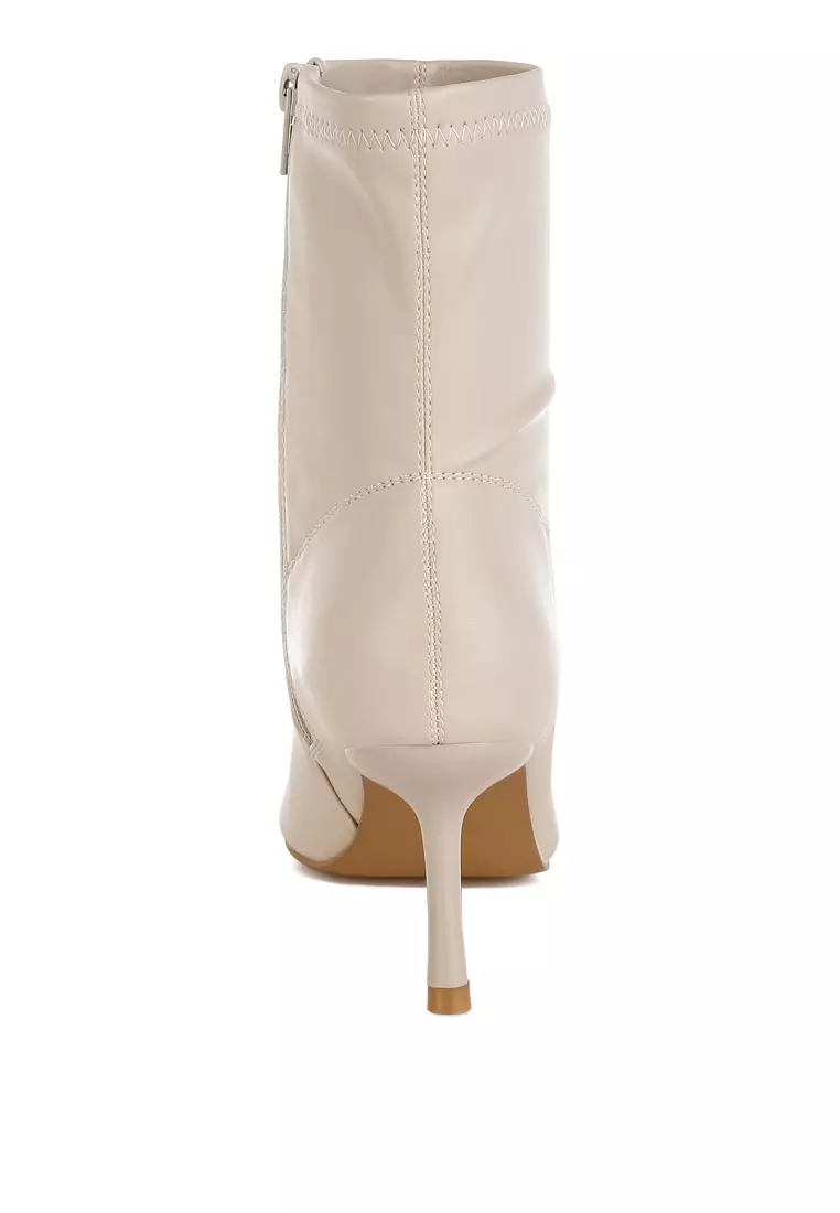 Stiletto Heel Sock Boots in Beige