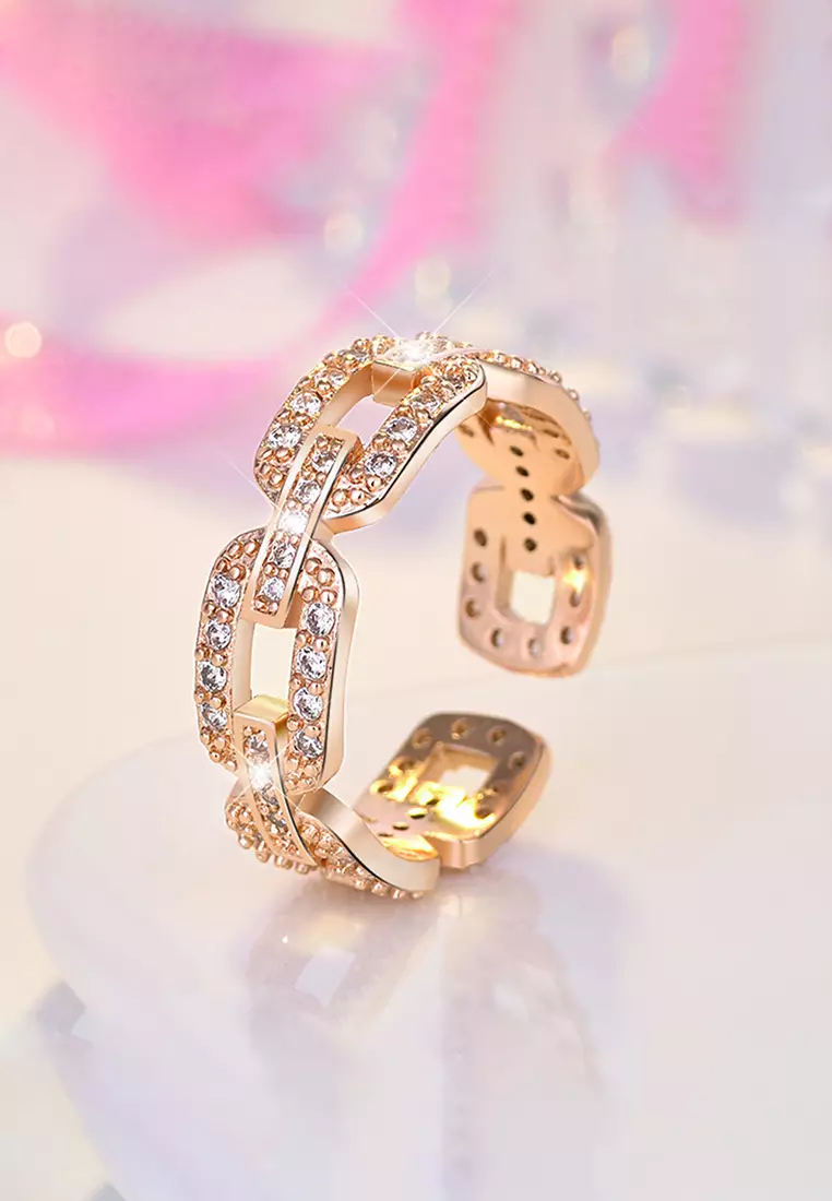 Cincin Wanita Korea Berlian Ukuran Bebas Perhiasan Cewek Original