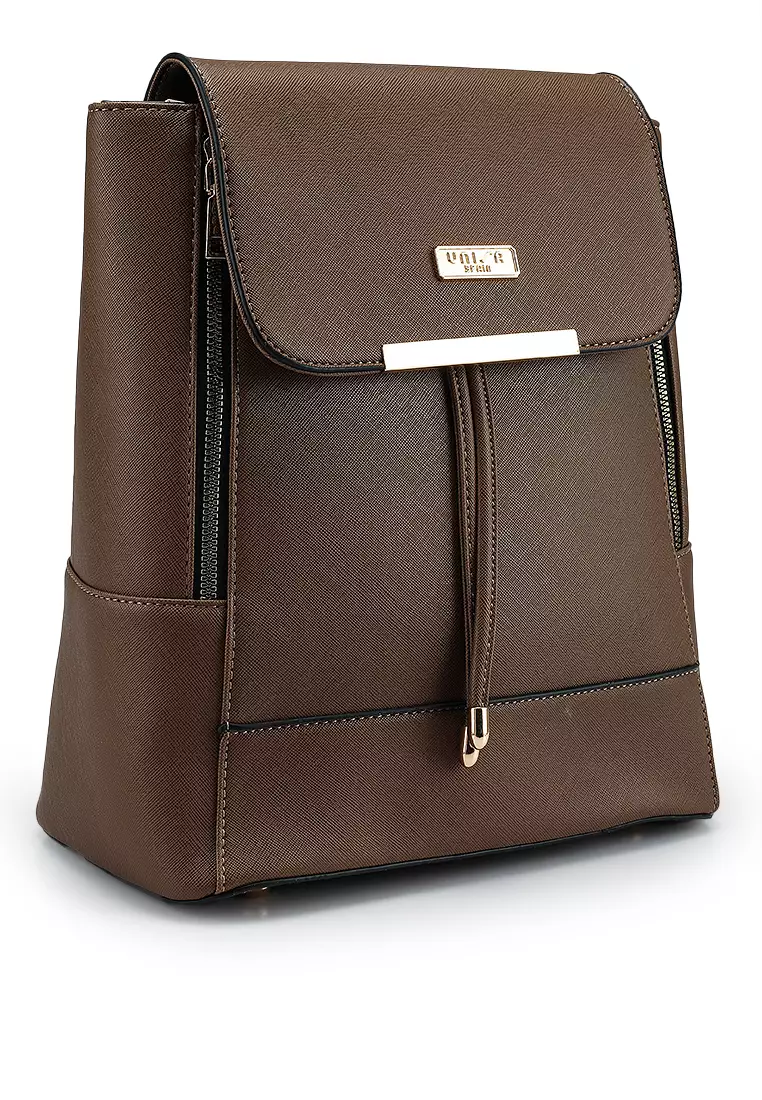 Saffiano Backpack With Flap Over