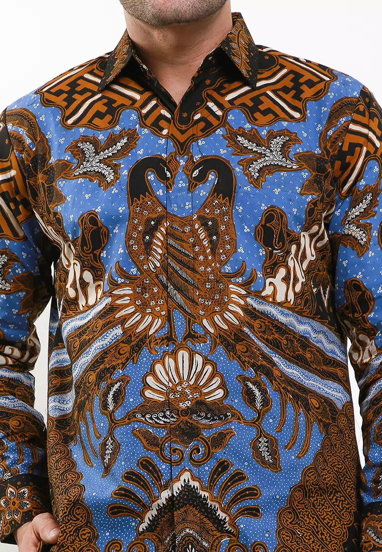 Batik Sablon Malam Mangkutresno Kemeja Batik Pria Premium Slimfit Modern Lengan Panjang