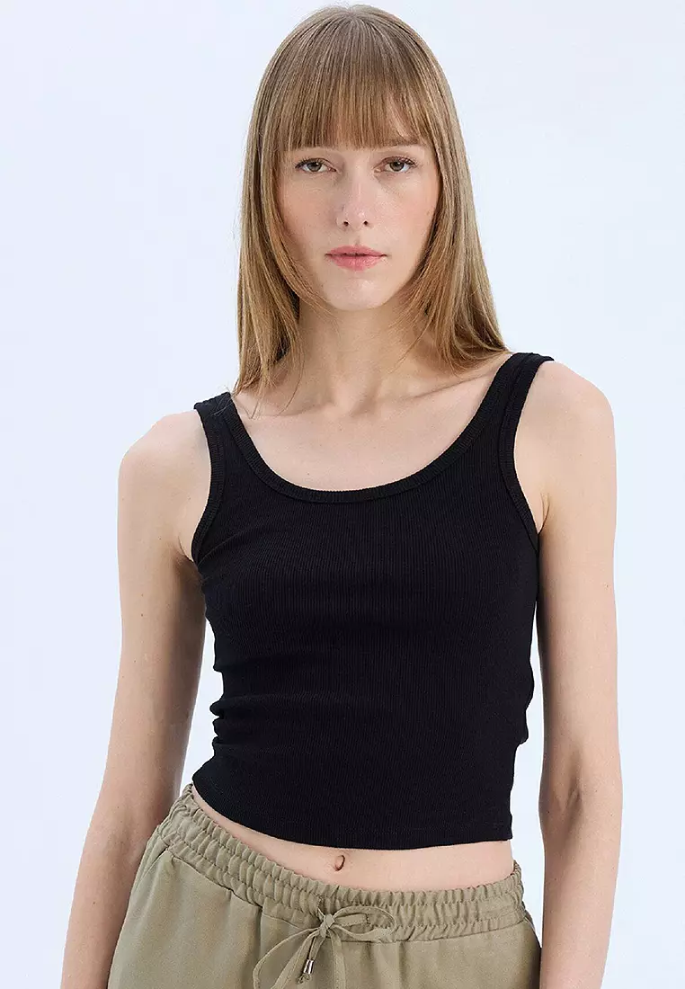 Basic Plain Ribbed Tank Top