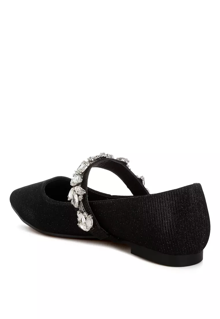 Bros Berlian Imitasi Balerina Glitter Warna Hitam