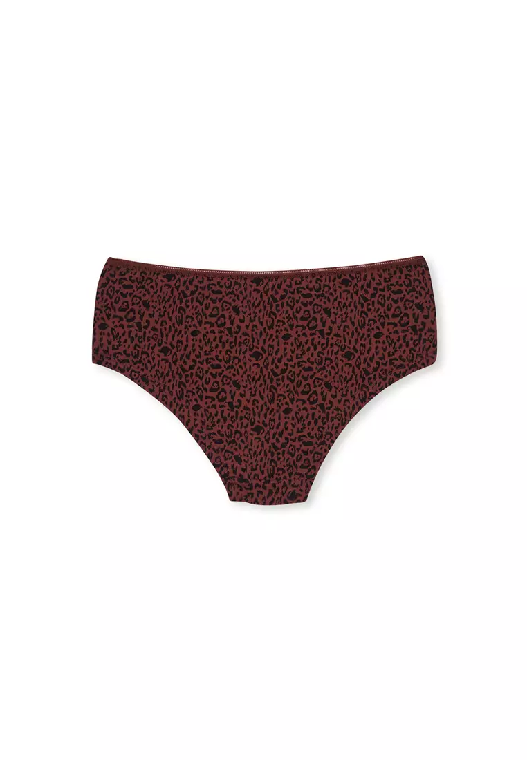 3-Pack Red Brown-Dark Beige Basic Hipster, Leopard Print, Underwear for Women