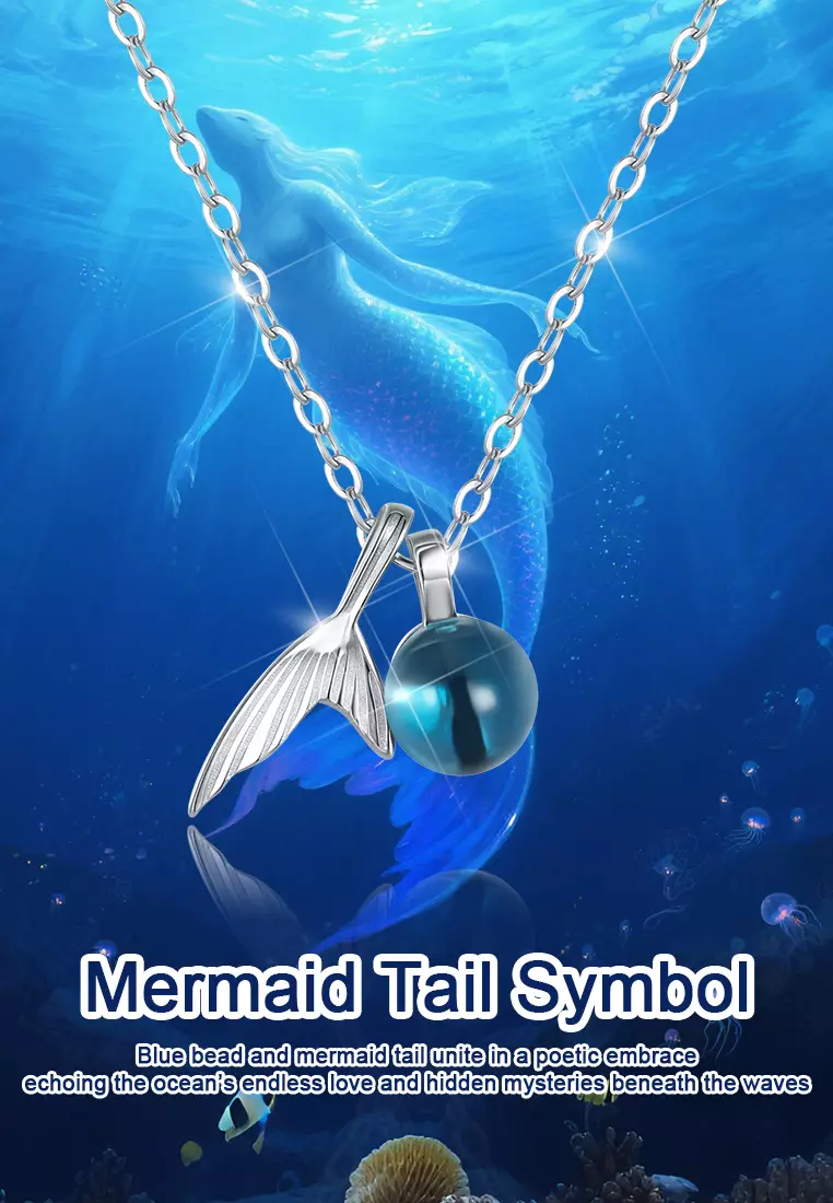 Kalung Wanita Fashion Mermaid Tail Design Dilapisi Platinum Anti Pudar Kalung Cewek
