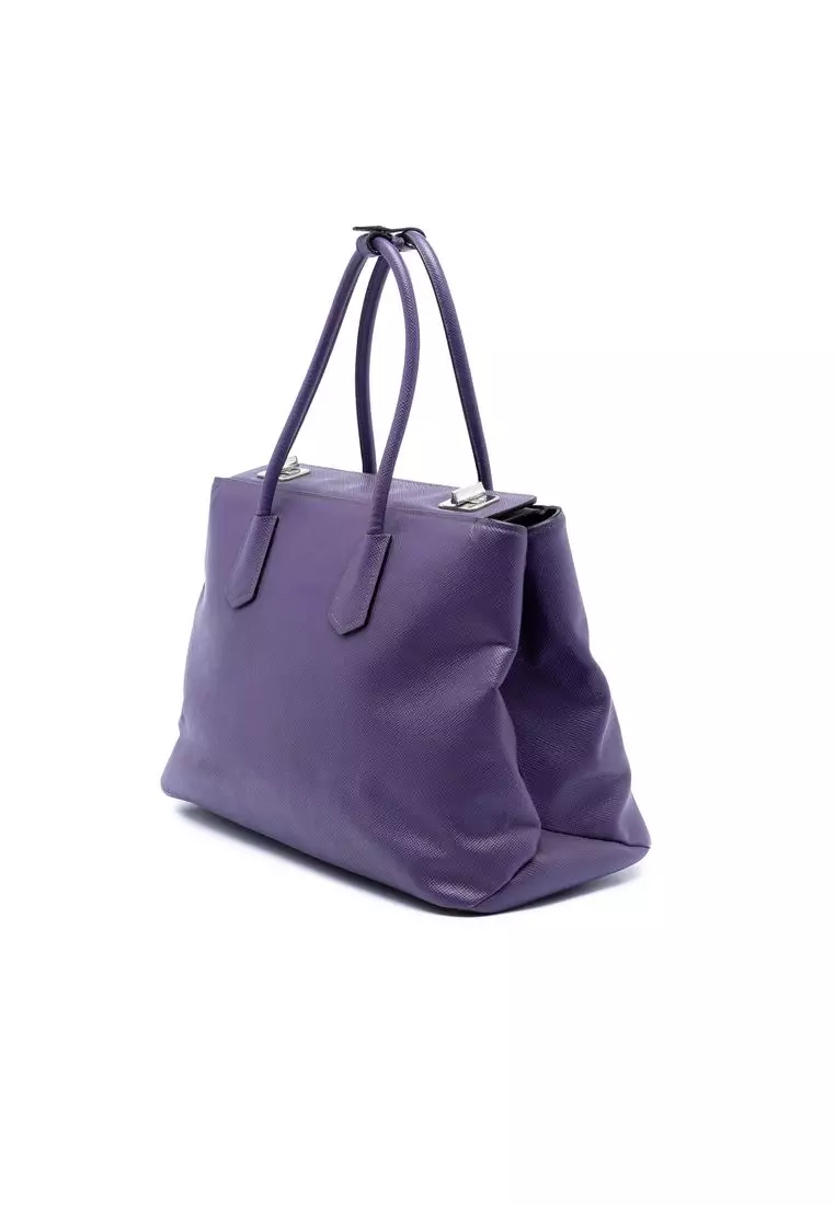 Pre-Loved Prada Saffiano Cuir Turnlock Twin Satchel
