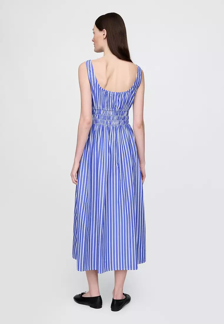 Poplin Smocked Midi Dress
