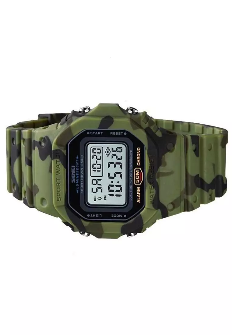 Jam Tangan Digital Pria Design Sporty Many Function Waterproof 50m Strap Tali Material PU ZQ62 ORIGINAL