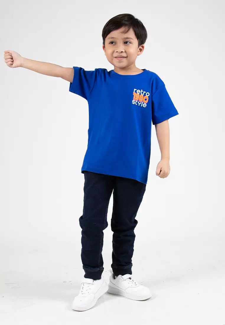 Forest Kids Boys Premium Cotton Interlock Round Neck Graphic T-Shirt | Baju T-Shirt Budak Lelaki - FK20218-34RoyalBlue