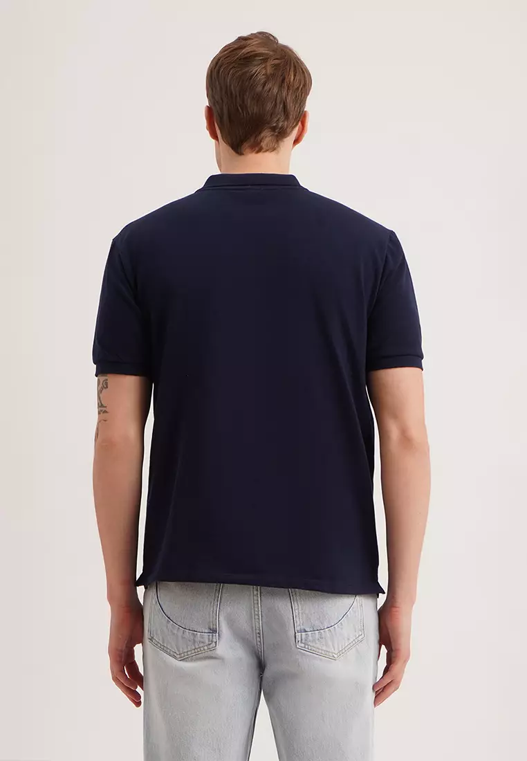 Relaxed Fit Polo With Crew Bear Patch Embroidery