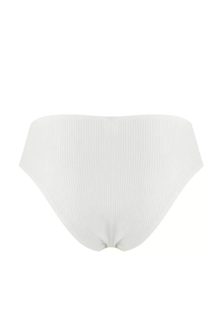 Ecru V Cut High Waist Regular Bikini Bottom TBESS25BA00036