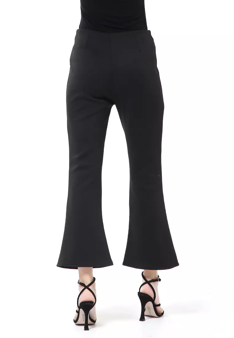 Stella Celana Kerja Wanita Long Pants Cutbray Simple Design Material Scuba ORIGINAL - Black