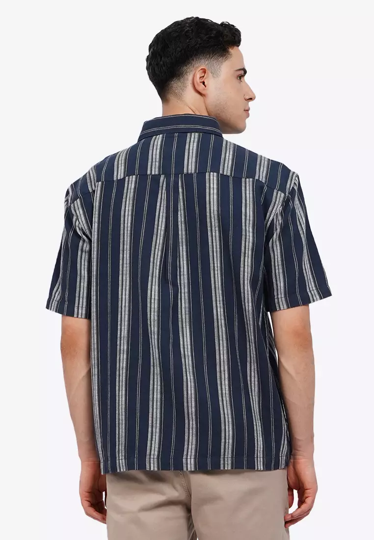 Relaxed Fit Short Sleeve Stripes Shirt