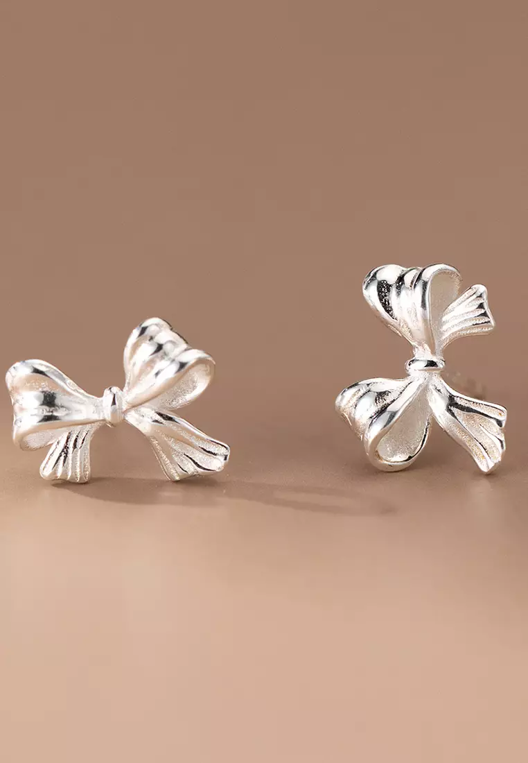 925 Silver Ribbon Earrings JW AR-M04556