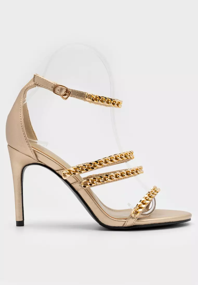 Gold mid heel sales shoe