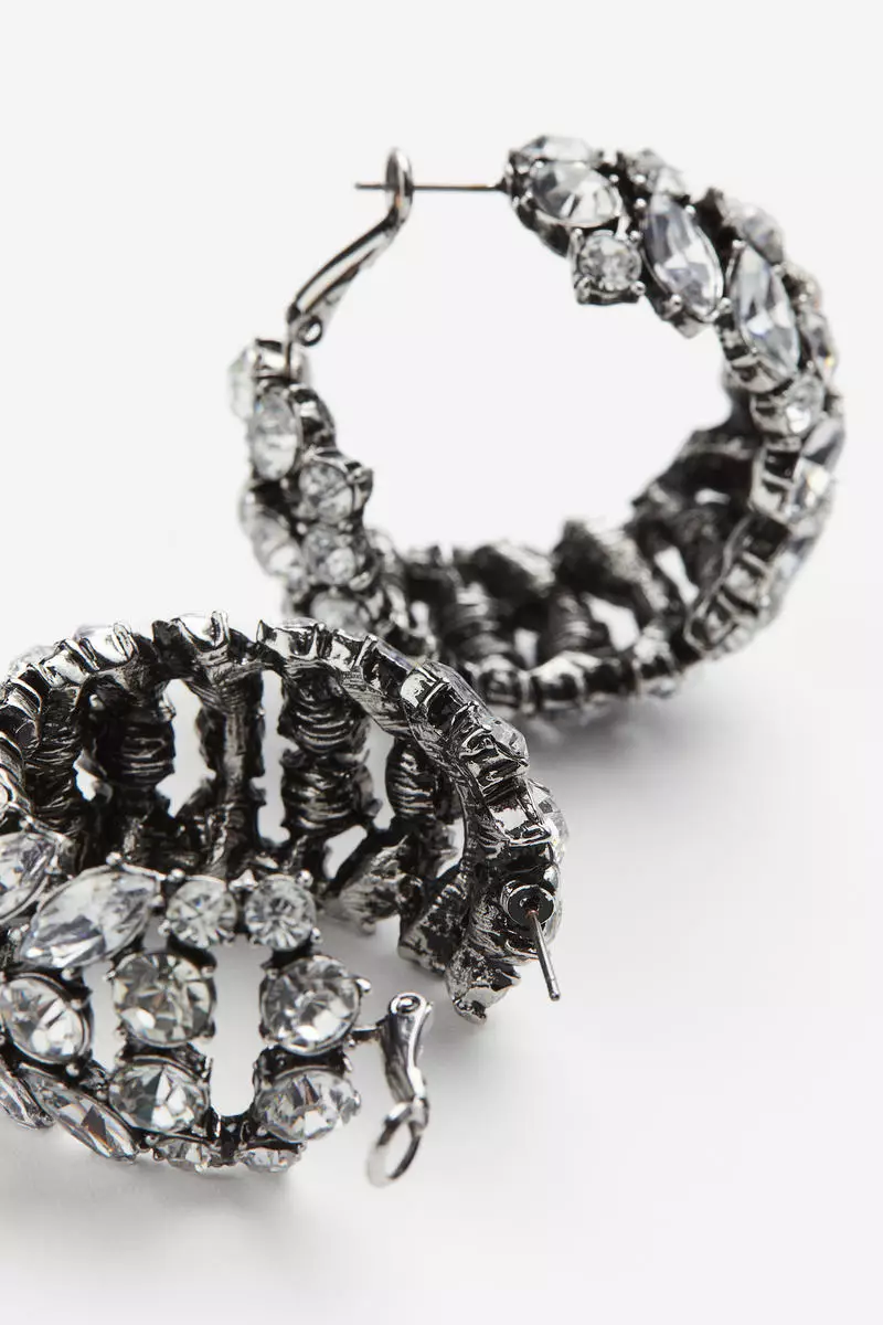 Rhinestone-embellished hoop earrings