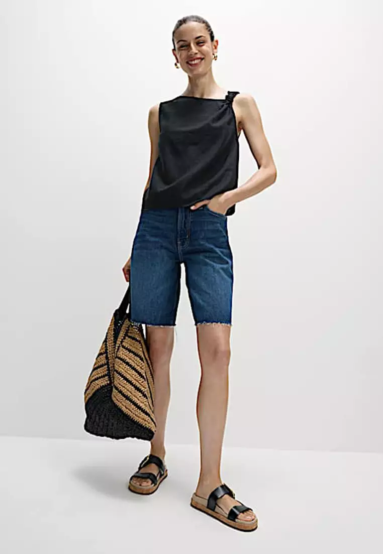 Linen Rich Twist One Shoulder Top