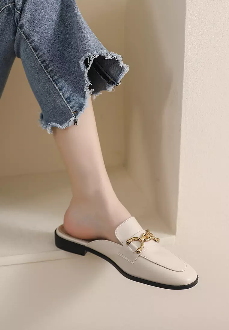 Horsebit Synthetic Leather Mules WW340-8