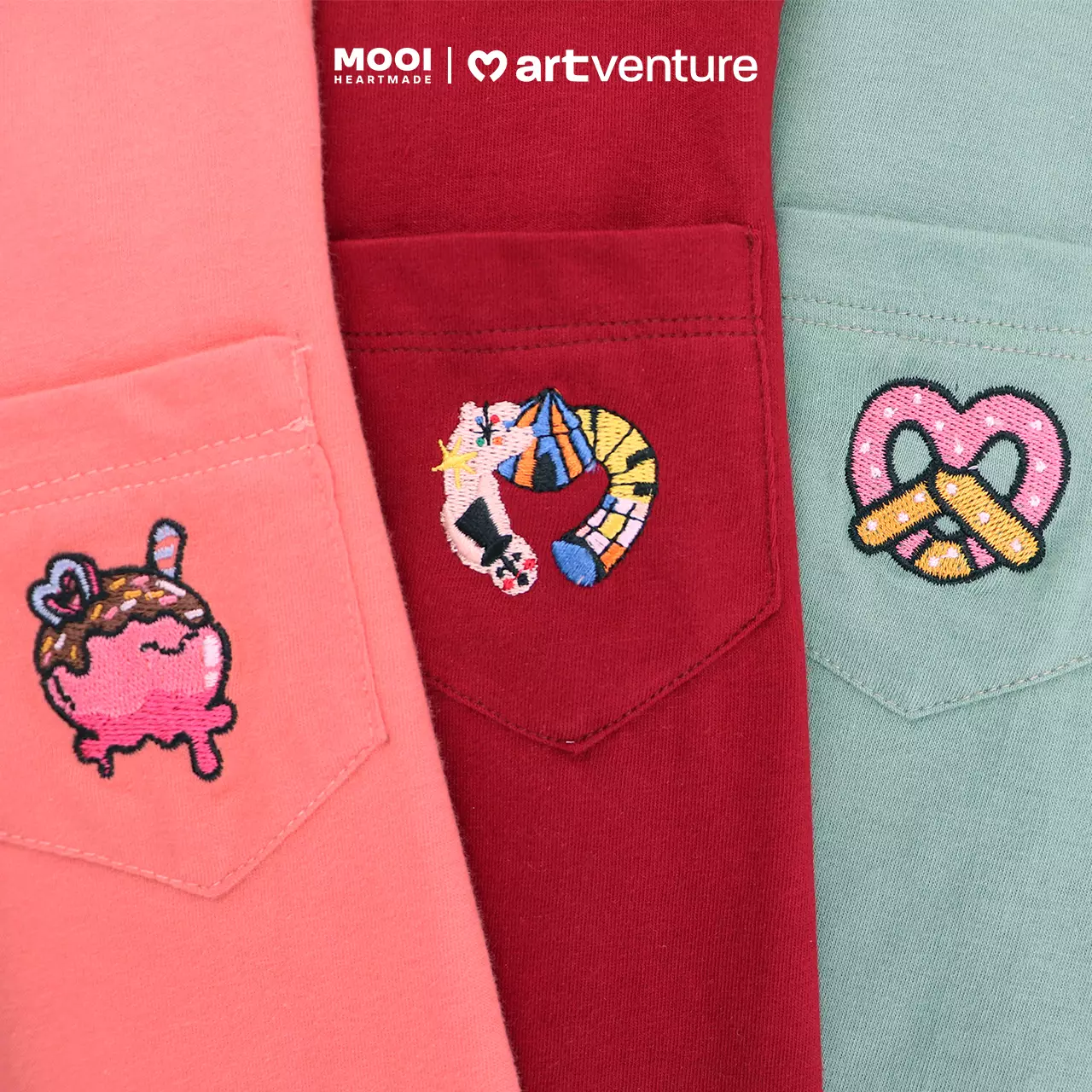 Mooi Artventure x Illustrator Pocket Tee Set Setelan Anak - ROSUPOKU - GREEN MNT