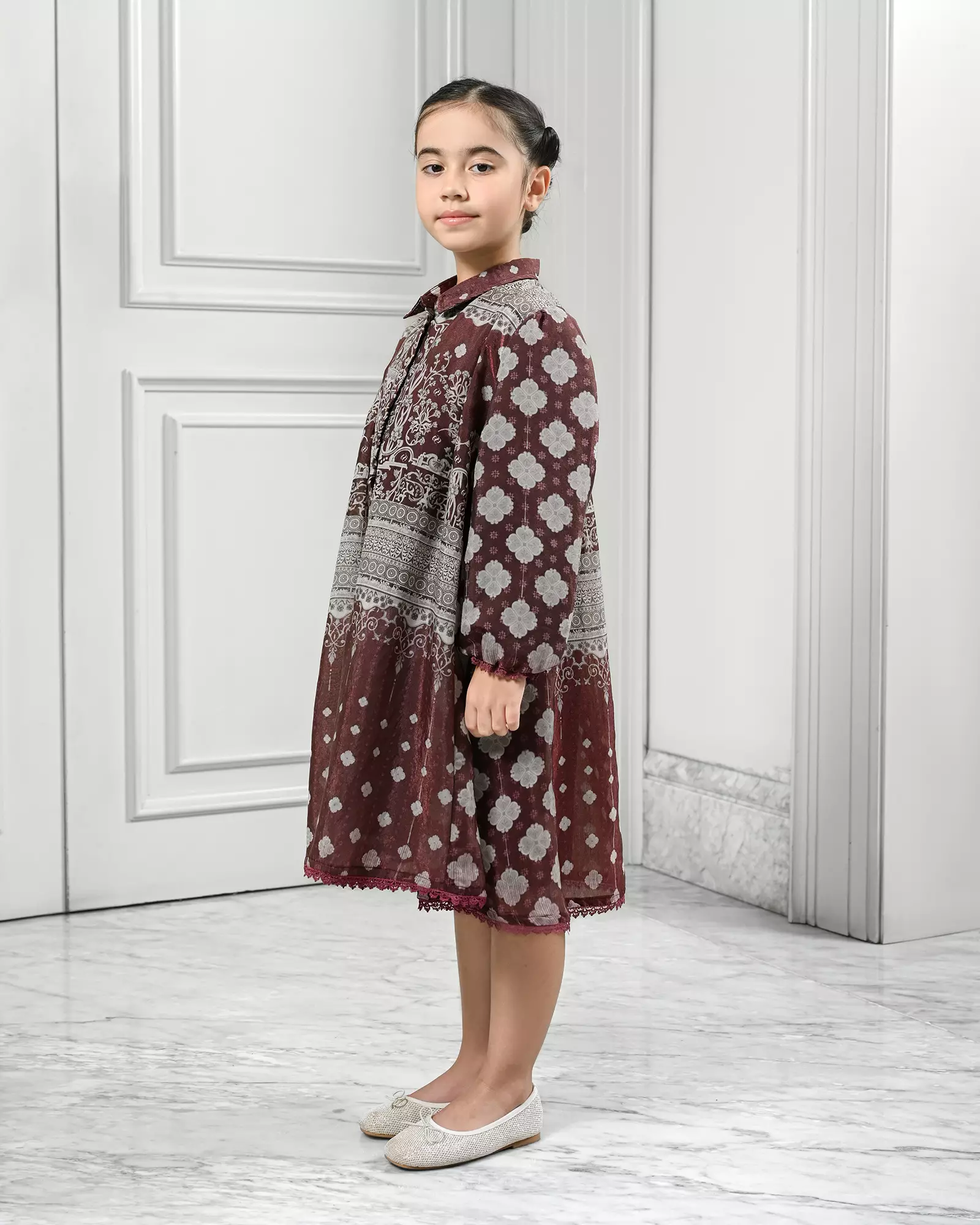 Geulis.id KIDS ALUSYA MIDI DRESS / DRESS ANAK / BAJU LEBARAN - WINE