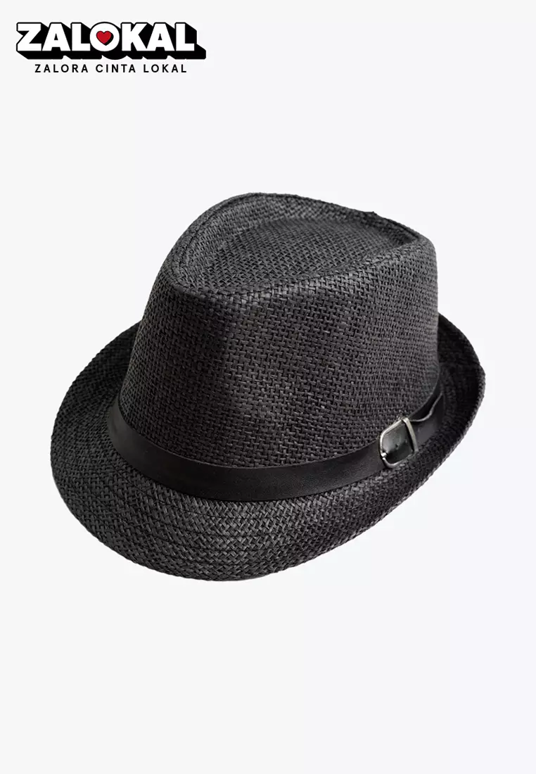 Topi fedora cowboy hat fedora ratan black belt houseofcuff