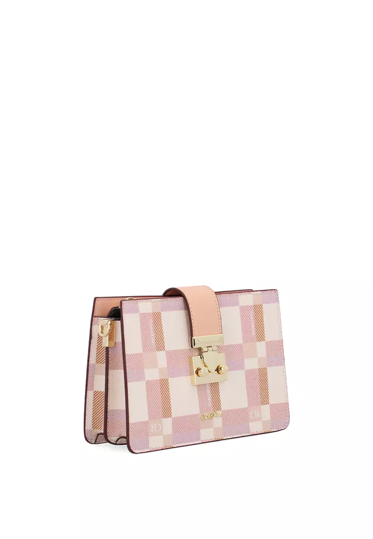 CR Dainty Check Crossbody Bag - Peach