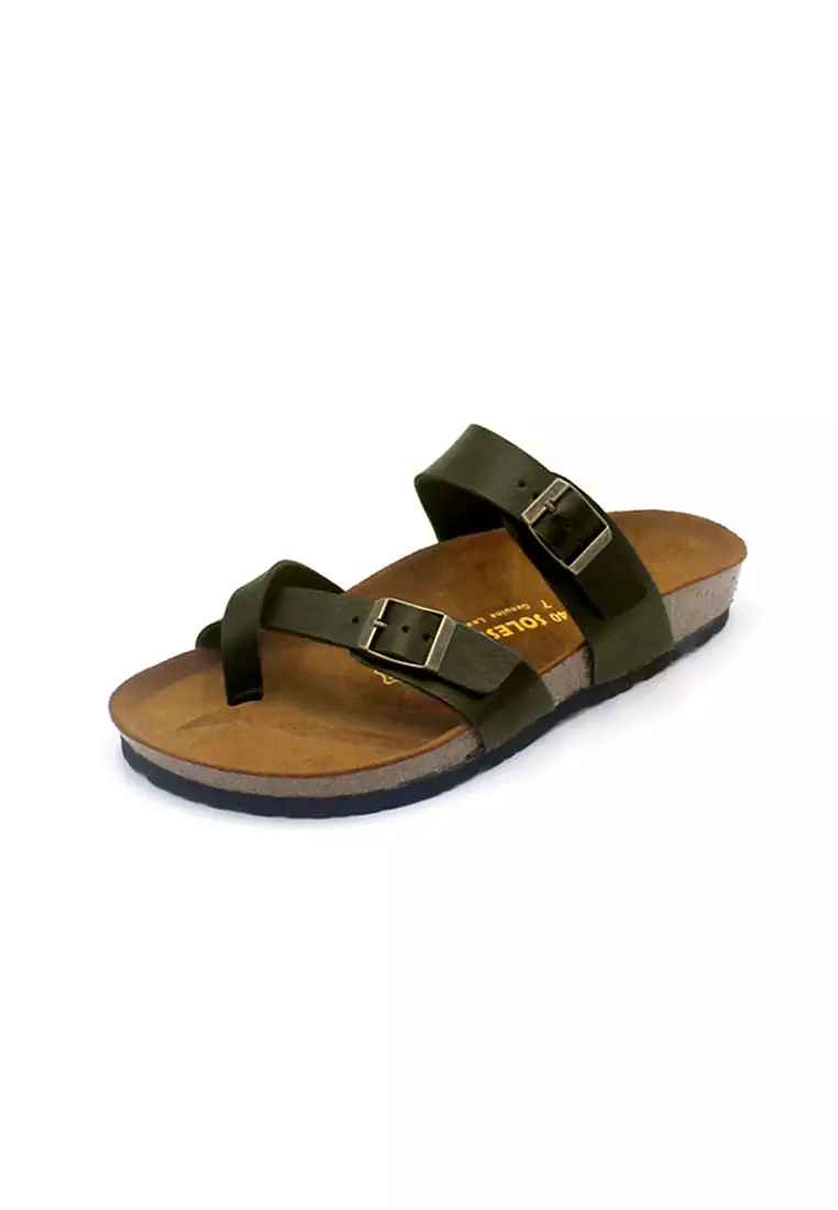 Buy SoleSimple Dublin Khaki Leather Sandals & Flip Flops 2024 Online
