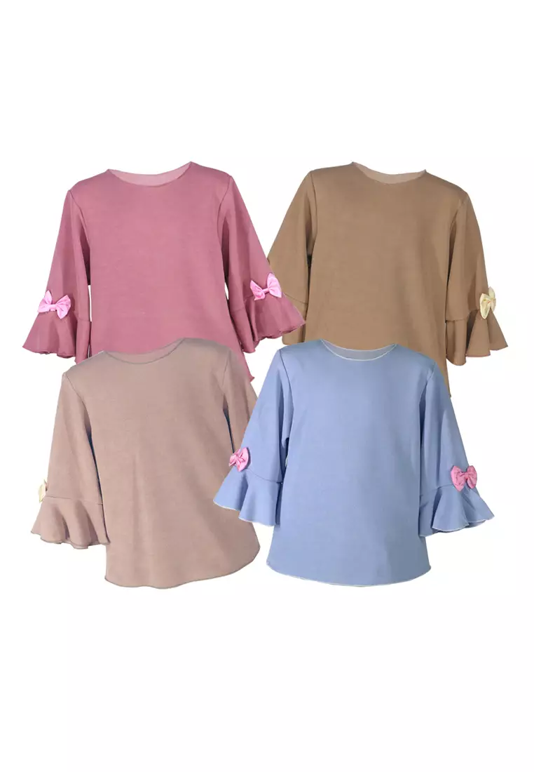 Two Mix Atasan Anak Perempuan / Blouse Anak Cewek / Blus Tops Kids Bahan Kaos Katun Usia 1-8 Tahun 4241