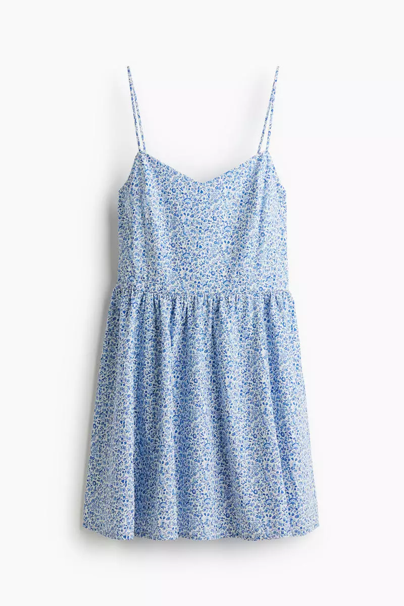 Flared-skirt cotton dress