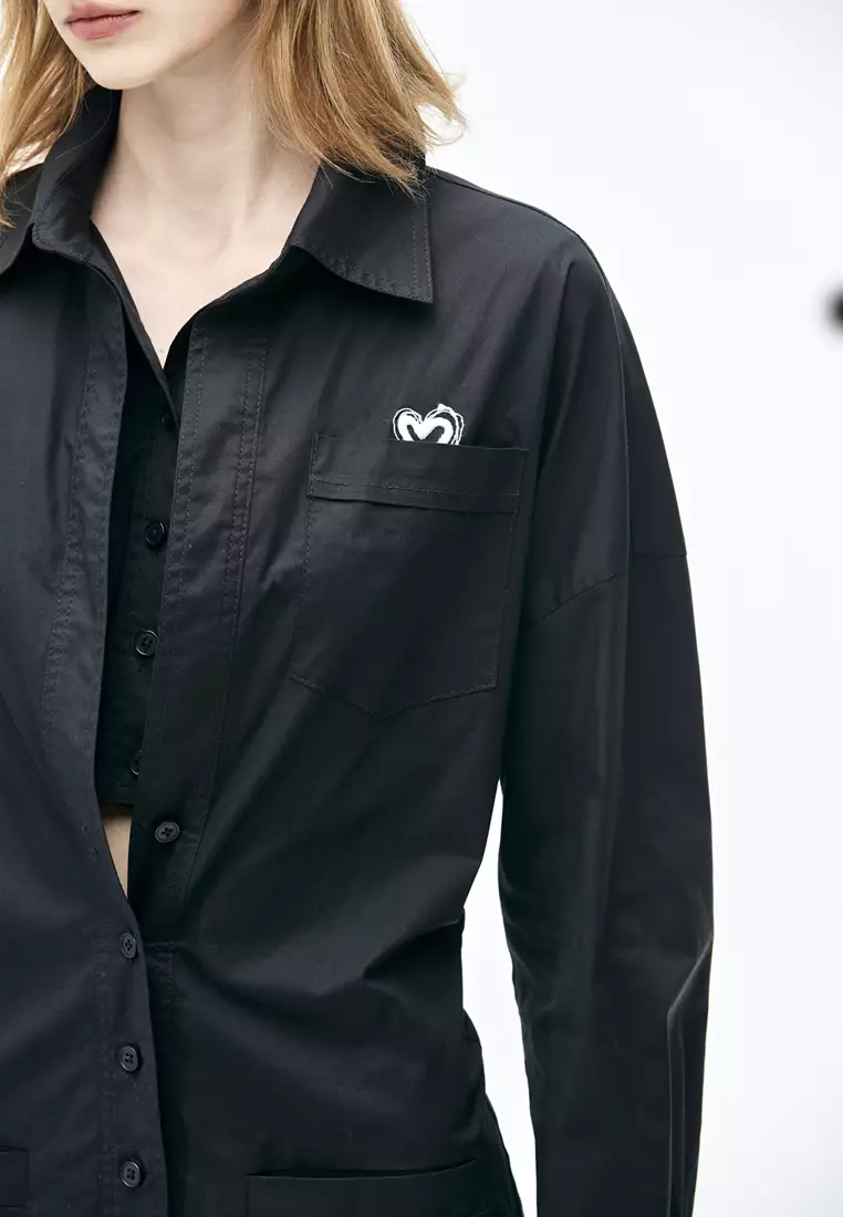 Button Front Long Sleeve Shirt Dress